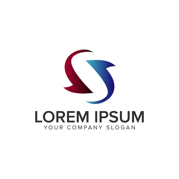 Plantilla de concepto de diseño de logotipo de sinergia de letra S vector totalmente editable