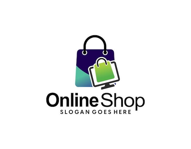 Plantilla de concepto de diseño de logotipo de tienda en línea diseño de logotipo de comercio electrónico vectorial para su negocio moderno