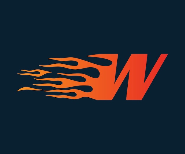 Plantilla de concepto de diseño de logotipo de velocidad de logotipo de llama de letra W