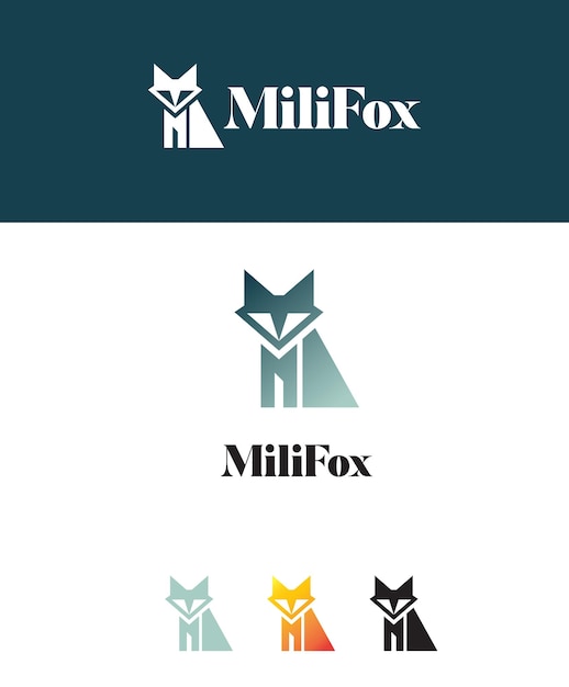 plantilla de concepto de diseño de logotipo de zorro o lobo