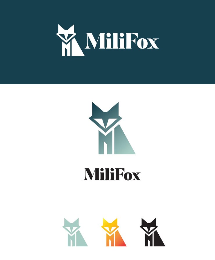 plantilla de concepto de diseño de logotipo de zorro o lobo