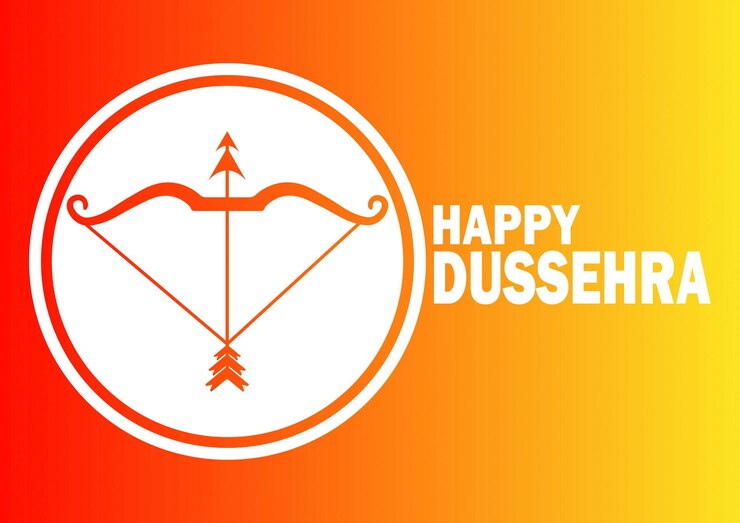 Plantilla de concepto Happy Dussehra para cartel de tarjeta de banner de fondo con inscripción de texto Ilustración vectorial