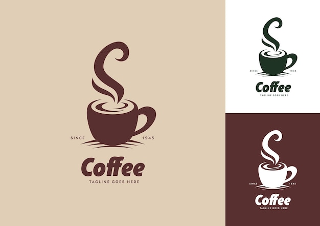 Plantilla de concepto de icono de logotipo de taza de café caliente