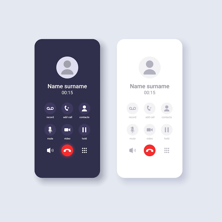 Vector plantilla de concepto de interfaz de usuario de teléfono inteligente diseño de llamada en la pantalla del teléfono