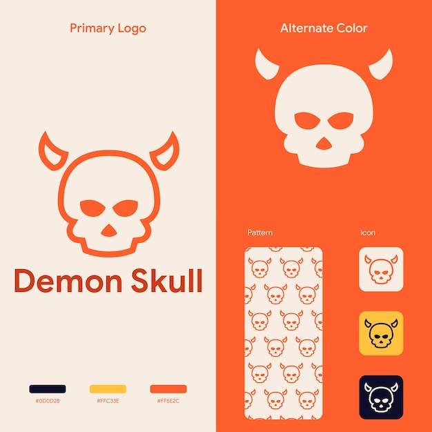 plantilla de concepto de logotipo de calavera de línea elegante