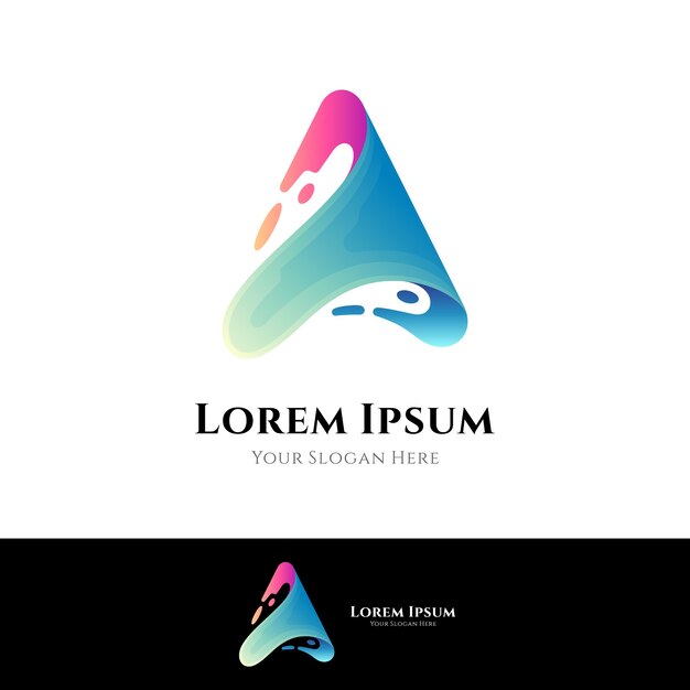 Plantilla de concepto de logotipo de letra A de onda