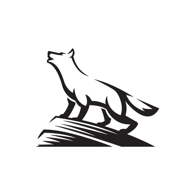 Plantilla de concepto de logotipo negro de silueta de lobo