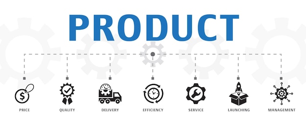 Plantilla de concepto de mercado de valores. Banner horizontal. Contiene iconos como corredor, finanzas, gráfico, cuota de mercado
