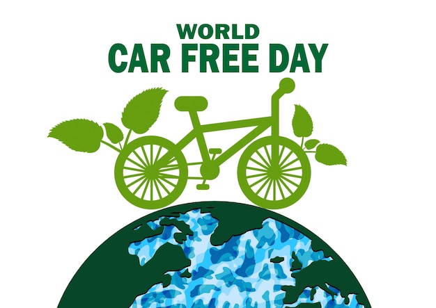 Plantilla de concepto de vacaciones del día mundial sin automóviles para cartel de tarjeta de banner de fondo con inscripción de texto ilustración vectorial