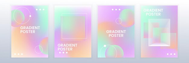 plantilla de conjunto de carteles con gradientes coloridos