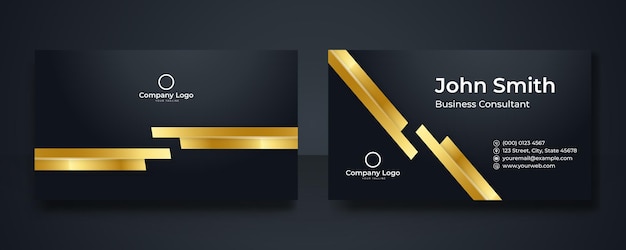 Plantilla de conjunto de diseño de tarjeta de visita para el estilo corporativo de la empresa. color oro negro. ilustración vectorial