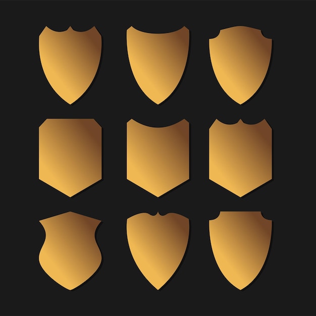 Plantilla de conjunto de escudos dorados