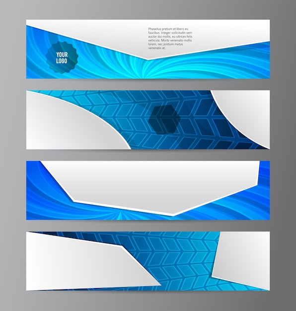 Vector plantilla de conjunto de fondo azul de banner web horizontal03