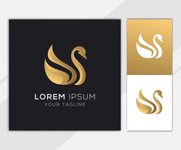 Vector plantilla de conjunto de logotipo abstracto de cisne dorado