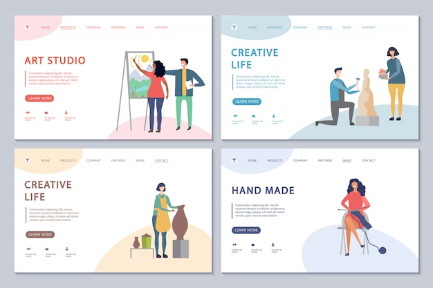 Plantilla de conjunto de página de inicio de vida creativa