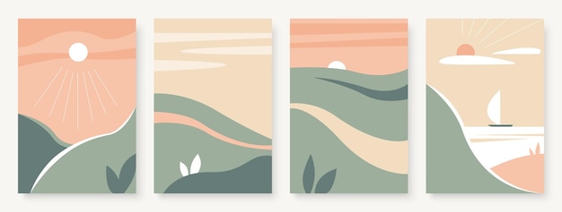 Vector plantilla de conjunto de paisaje abstracto de montaña de verano