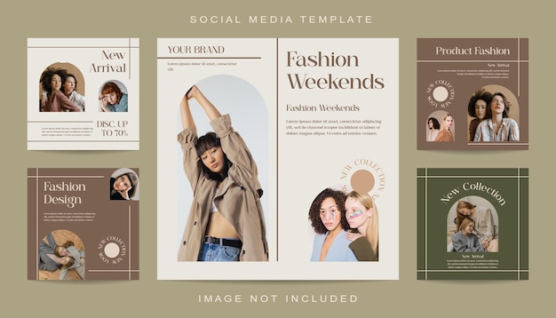 plantilla de conjunto de publicaciones de instagram de redes sociales de moda concepto creativo minimalista