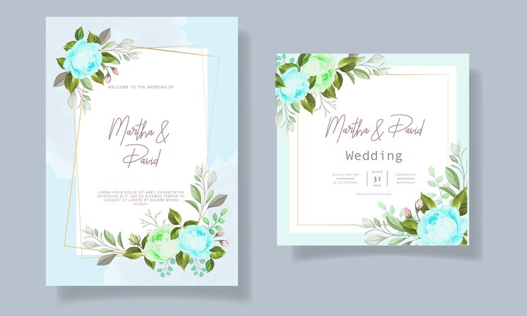 Plantilla de conjunto de tarjeta de invitación de boda elegante