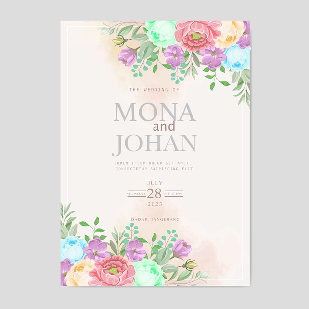 Plantilla de conjunto de tarjeta de invitación de boda elegante
