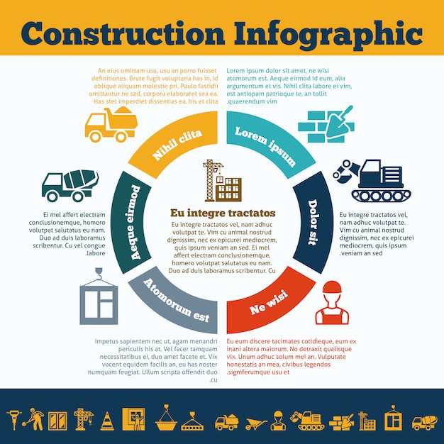 Vector plantilla de construcción infografía impresión