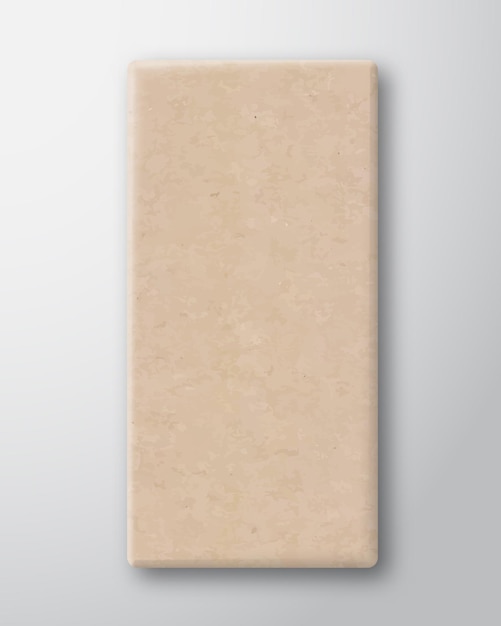 Plantilla de contenedor de caja de barra chockolate de cartón artesanal. embalaje de papel de textura de cartón realista maqueta con sombra suave. aislado.