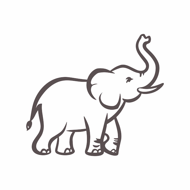 plantilla de contorno vectorial de elefante fondo logotipo de elefante para dibujar pegatina de libro para colorear