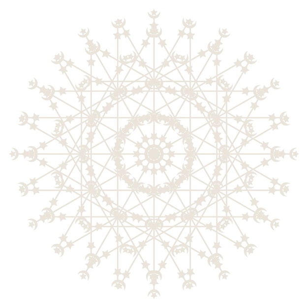 Plantilla de copo de nieve de mandala oriental abstracta. icono de elemento de patrón de encaje de mandala arabesco de yoga