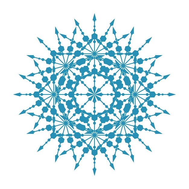Plantilla de copo de nieve de mandala oriental abstracto. Icono de elemento de patrón de encaje de mandala arabesco de yoga