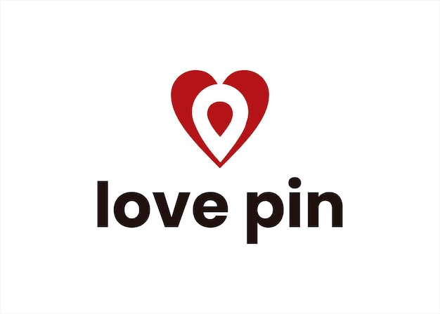 Plantilla de corazón de diseño de logotipo de pin de amor