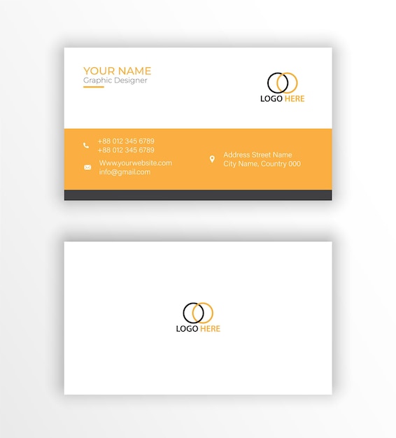 Plantilla corporativa de diseño de tarjeta de visita moderna amarilla y blanca elegante profesional