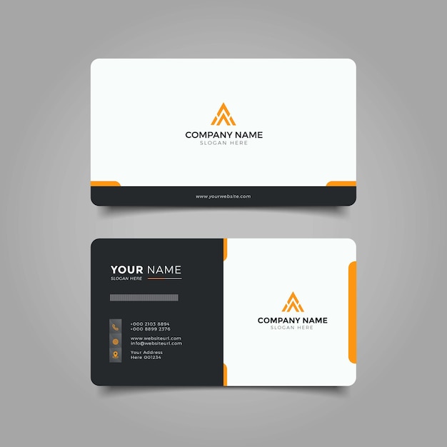 Plantilla corporativa de diseño de tarjeta de visita moderna naranja y blanca elegante profesional