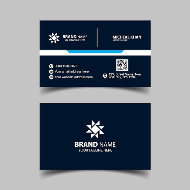 Vector plantilla corporativa de diseño de tarjeta de visita moderna negra y azul elegante profesional vectorial