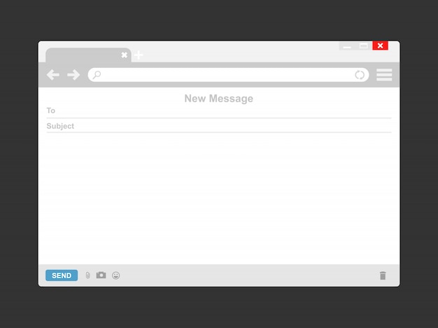 Plantilla de correo electrónico o ventana de navegador de correo electrónico en blanco