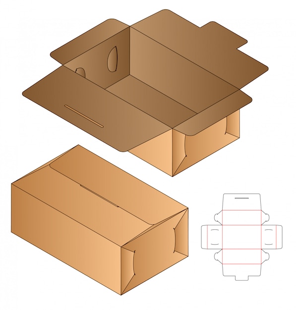 Plantilla de corte de caja, diseño de plantilla troquelada.