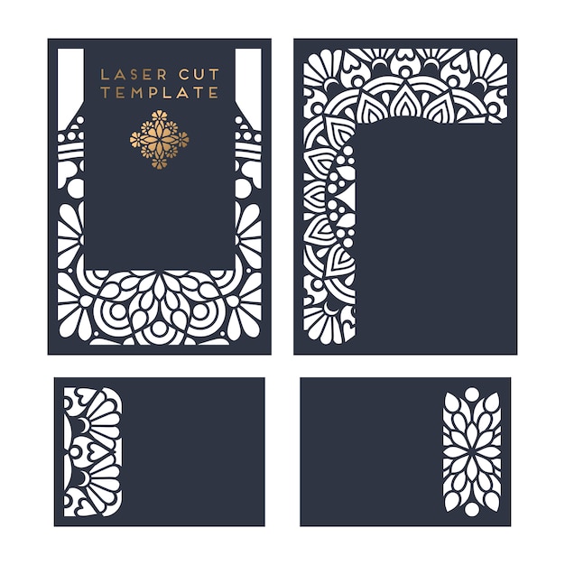 Plantilla de corte láser de tarjeta vectorial