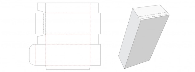 Plantilla de corte rectangular de caja de embalaje que se puede abrir