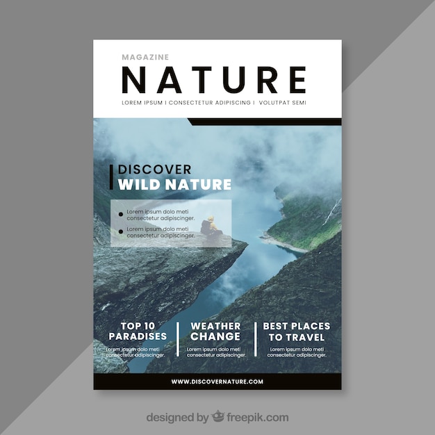 Plantilla de cover de revista de naturaleza