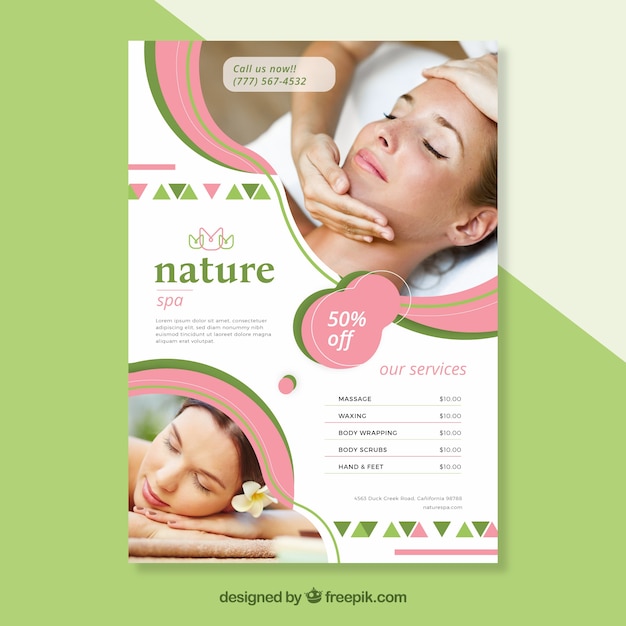 Vector plantilla de cover de spa con imagen