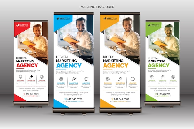 Plantilla creativa de banner enrollable corporativo para uso comercial y multiusos