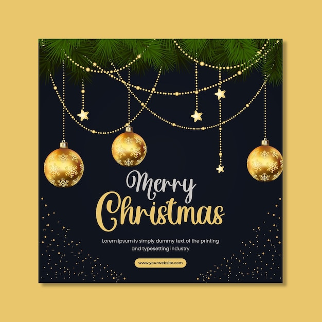 Plantilla creativa de banner de instagram y redes sociales cuadradas de feliz navidad 2022