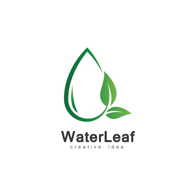 Plantilla creativa de diseño de logotipo de concepto de gota de agua y hoja