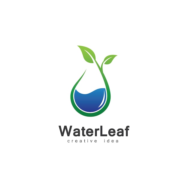 Plantilla creativa de diseño de logotipo de concepto de gota de agua y hoja