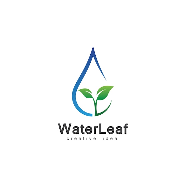 Plantilla creativa de diseño de logotipo de concepto de gota de agua y hoja