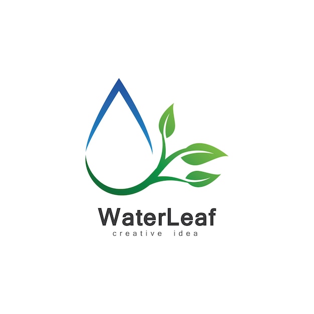 Plantilla creativa de diseño de logotipo de concepto de gota de agua y hoja
