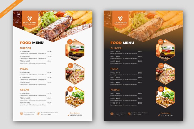 Plantilla creativa y moderna para menú de comida