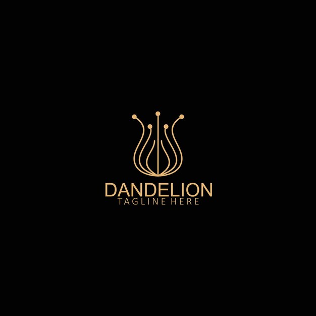 Plantilla creativa simple del logotipo de la flor del diente de león