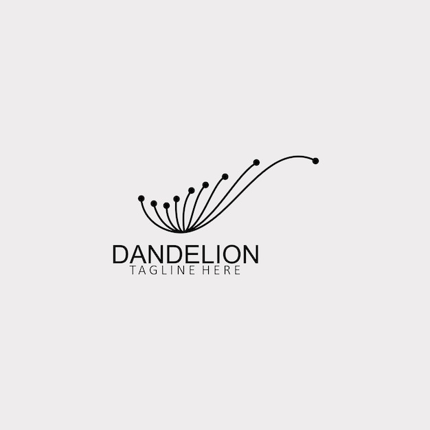 Plantilla creativa simple del logotipo de la flor del diente de león