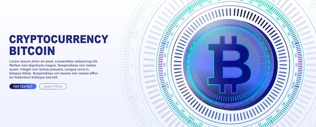 Plantilla de criptomoneda de dinero electrónico de Bitcoin para una ilustración de vector de banner de página web