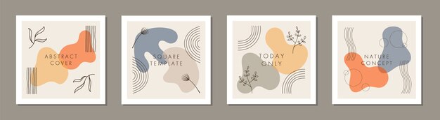 Plantilla cuadrada abstracta de moda con concepto colorido. Plantilla de publicación en redes sociales