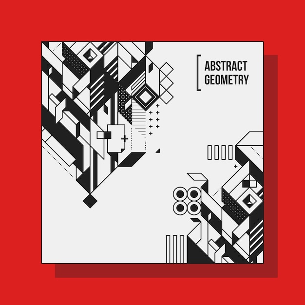 Plantilla cuadrada del diseño del fondo con los elementos geométricos abstractos. Útil para cubiertas de CD, publicidad y carteles.